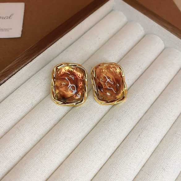 Wholesale Resin And Plastic Retro Ushaped Electroplated Earrings For Women