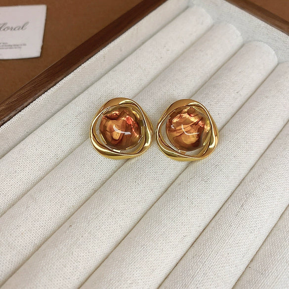 Wholesale Resin And Plastic Retro Ushaped Electroplated Earrings For Women