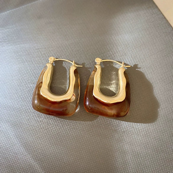 Wholesale Resin And Plastic Retro Ushaped Electroplated Earrings For Women