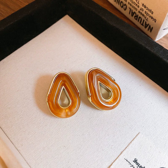 Wholesale Resin And Plastic Retro Ushaped Electroplated Earrings For Women