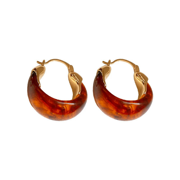 Wholesale Resin And Plastic Retro Ushaped Electroplated Earrings For Women