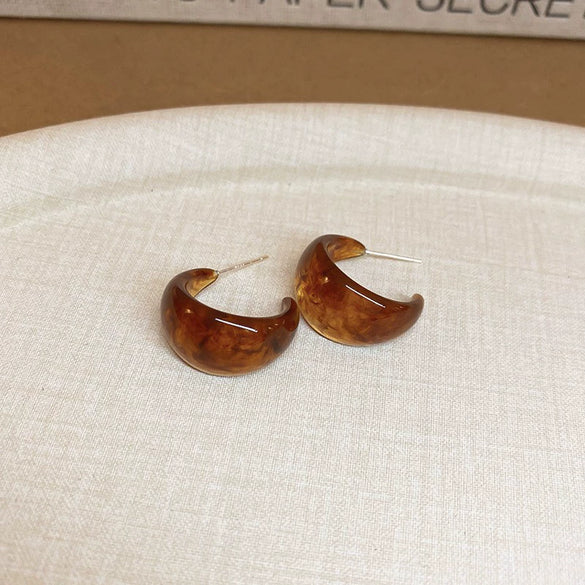 Wholesale Resin And Plastic Retro Ushaped Electroplated Earrings For Women