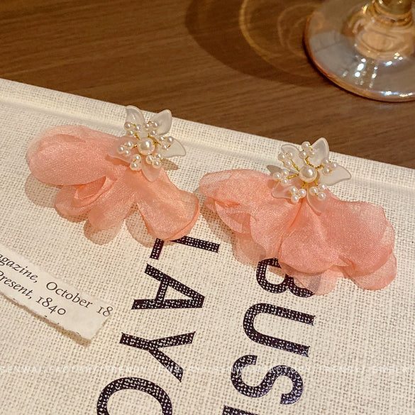Wholesale Resin Flower Earrings For Women Electroplated Design