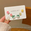 Wholesale Resin Flower Earrings Set For Women Fresh Dopamine Style Polish Processed