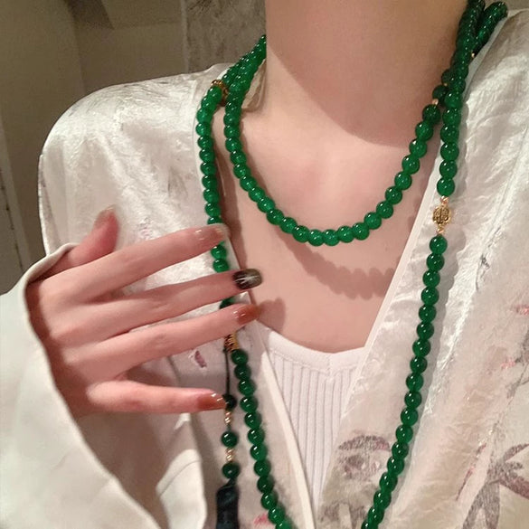 Wholesale Resin Geometric Beaded Necklace For Women Polish Processing Retro Elegant Multiwear Sweater Chain Accessories