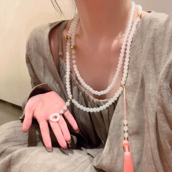 Wholesale Resin Geometric Beaded Necklace For Women Polish Processing Retro Elegant Multiwear Sweater Chain Accessories