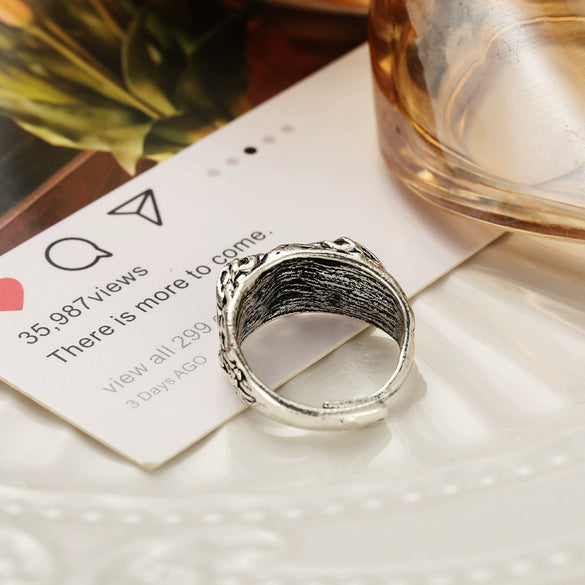 Wholesale Resin Geometric Owl Blue Eyes Ring For Women
