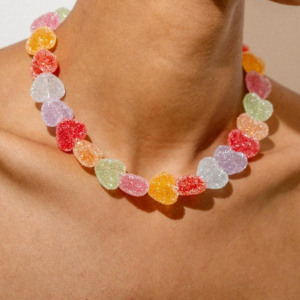 Wholesale Resin Heart Shape Electroplated Women's Jewelry Necklace