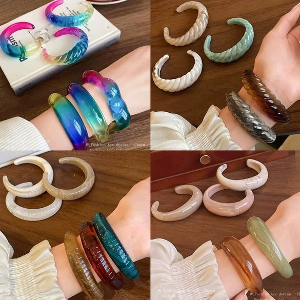 Wholesale Resin Open Bracelet With Irregular Geometric Pattern Handmade Exaggerated Style