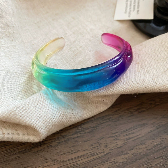 Wholesale Resin Open Bracelet With Irregular Geometric Pattern Handmade Exaggerated Style
