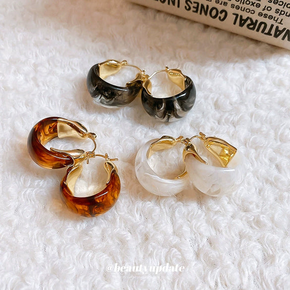 Wholesale Resin U Shaped Ear Buckle Retro Niche All Match Light Luxury Earrings For Women Electroplated