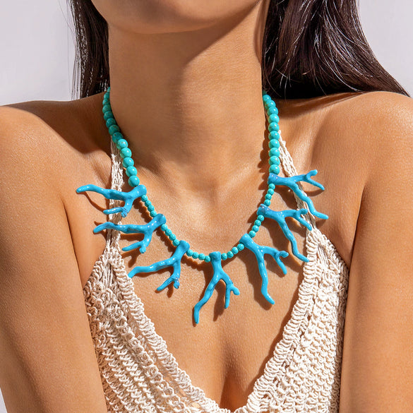 Wholesale Resort Style Acrylic And Resin Bohemian Style Beaded Necklace For Women