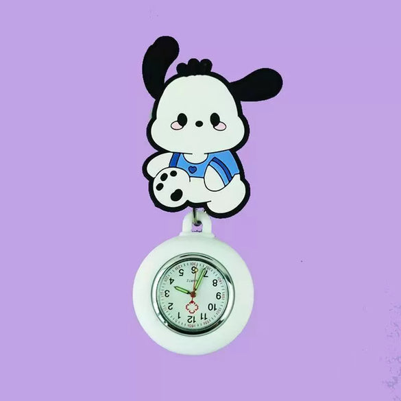 Wholesale Retractable Hanging Nurse Watch Plastic Case Silicone Strap Round Dial Casual Style