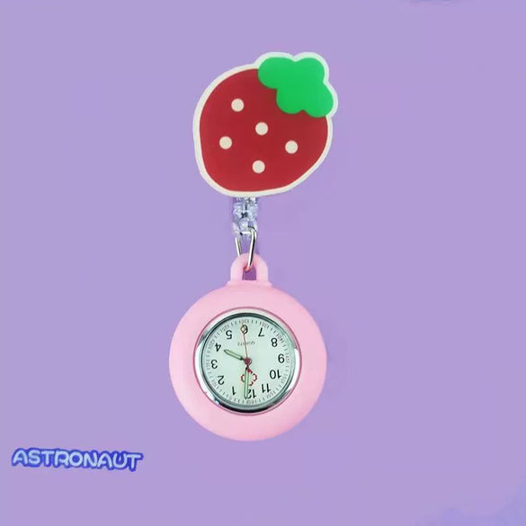 Wholesale Retractable Hanging Nurse Watch Plastic Case Silicone Strap Round Dial Casual Style