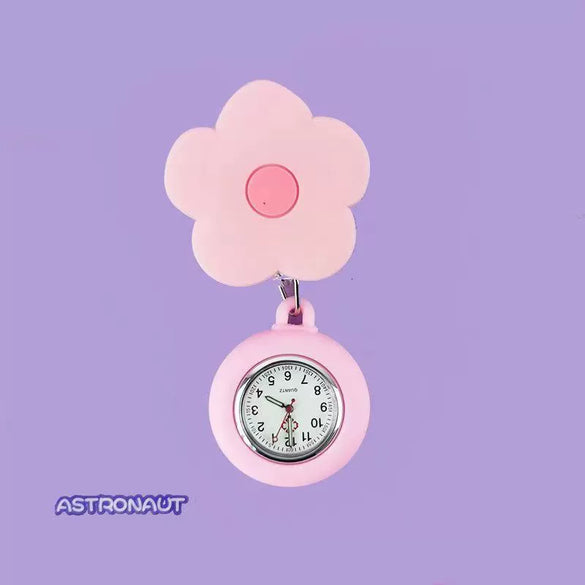 Wholesale Retractable Hanging Nurse Watch Plastic Case Silicone Strap Round Dial Casual Style