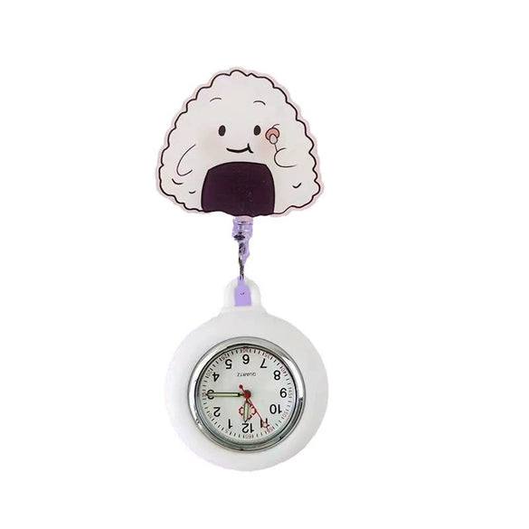 Wholesale Retractable Hanging Nurse Watch Plastic Case Silicone Strap Round Dial Casual Style