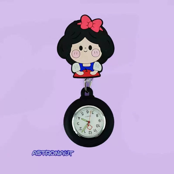 Wholesale Retractable Hanging Nurse Watch Plastic Case Silicone Strap Round Dial Casual Style