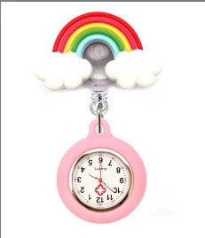 Wholesale Retractable Hanging Nurse Watch Plastic Case Silicone Strap Round Dial Casual Style