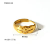 Wholesale Retro Adjustable Women's Stainless Steel Ring With 18K Gold Plated Vacuum Real Gold Electroplating In Pvd Furnace