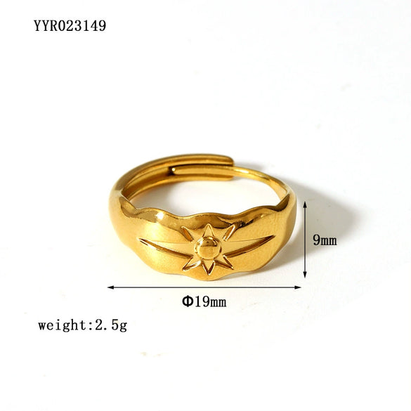 Wholesale Retro Adjustable Women's Stainless Steel Ring With 18K Gold Plated Vacuum Real Gold Electroplating In Pvd Furnace