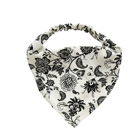 Wholesale Retro Allmatch Closed Toe Triangle Chiffon Headscarf With Elastic Band Geometric Pattern Head Accessory For Women