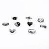 Wholesale Retro Alloy Ring Set With Heart Wings Butterfly Snakeshaped Elements Geometric And Leaf Patterns Electroplated