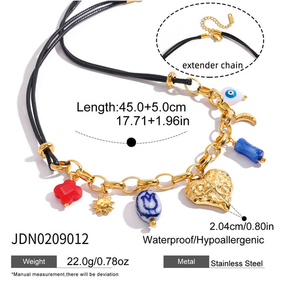 Wholesale Retro Ancient Style Heart Shape Electroplated Stainless Steel Women's Necklace Jewelry Accessories