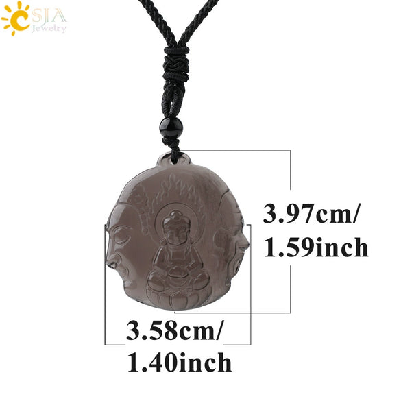 Wholesale Retro Animal Pendant Necklace With Obsidian And Braided Rope Polished