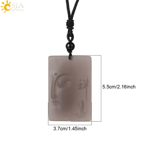 Wholesale Retro Animal Pendant Necklace With Obsidian And Braided Rope Polished