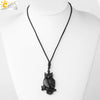 Wholesale Retro Animal Pendant Necklace With Obsidian And Braided Rope Polished
