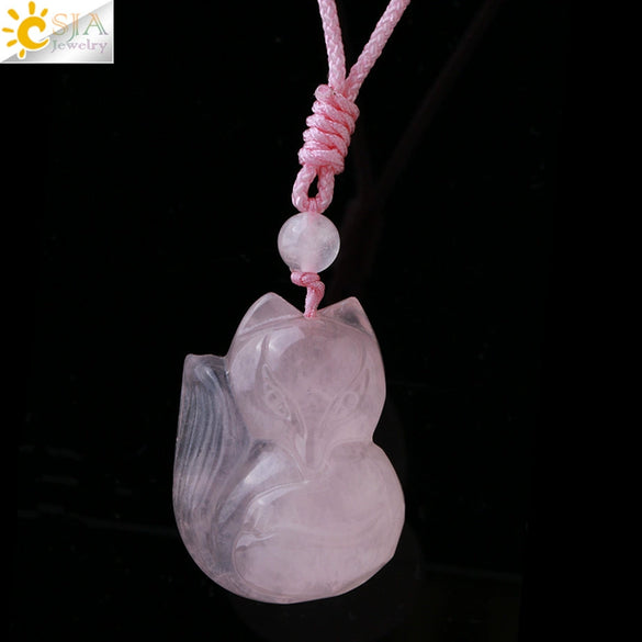 Wholesale Retro Animal Pendant Necklace With Obsidian And Braided Rope Polished