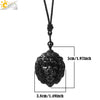 Wholesale Retro Animal Pendant Necklace With Obsidian And Braided Rope Polished