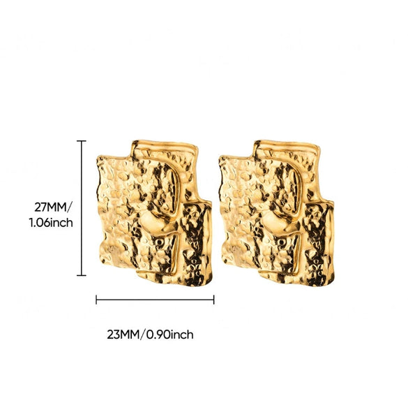 Wholesale Retro Asymmetrical Geometric Stainless Steel 18K Goldplated Unisex Earrings