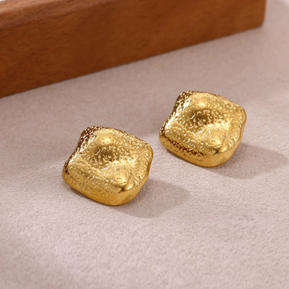 Wholesale Retro Asymmetrical Geometric Stainless Steel 18K Goldplated Unisex Earrings