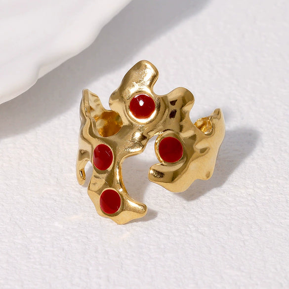 Wholesale Retro Asymmetrical Opening 18K Goldplated Stainless Steel Ring For Women