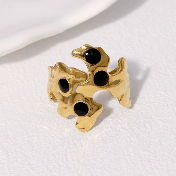 Wholesale Retro Asymmetrical Opening 18K Goldplated Stainless Steel Ring For Women
