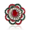 Wholesale Retro Bohemian Hollow Flower Opening Ring For Women Rhinestone Wave Style Jewelry