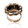 Wholesale Retro Bohemian Hollow Flower Opening Ring For Women Rhinestone Wave Style Jewelry