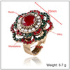 Wholesale Retro Bohemian Hollow Flower Opening Ring For Women Rhinestone Wave Style Jewelry
