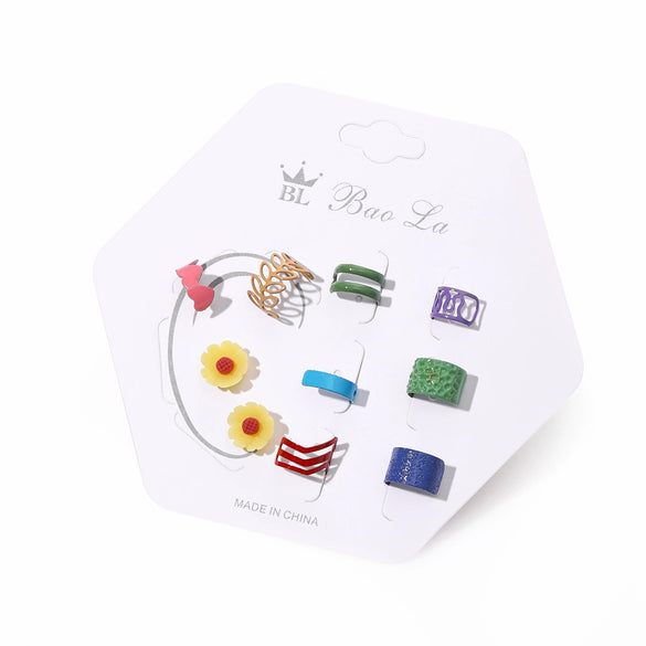 Wholesale Retro Bohemian Style Alloy Drop Shape Electroplated Imitation Gem Crystal Drop Type Female Earrings 5 Pairs