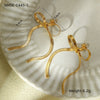 Wholesale Retro Bow Tie Heart Shape Stainless Steel Electroplated Earrings For Women