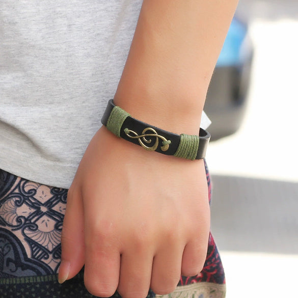 Wholesale Retro Braided Bracelet Alloy Real Cowhide Drop Shape Electroplating