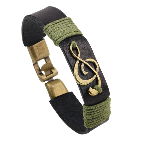 Wholesale Retro Braided Bracelet Alloy Real Cowhide Drop Shape Electroplating