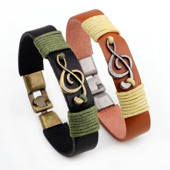 Wholesale Retro Braided Bracelet Alloy Real Cowhide Drop Shape Electroplating