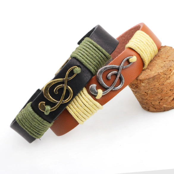 Wholesale Retro Braided Bracelet Alloy Real Cowhide Drop Shape Electroplating