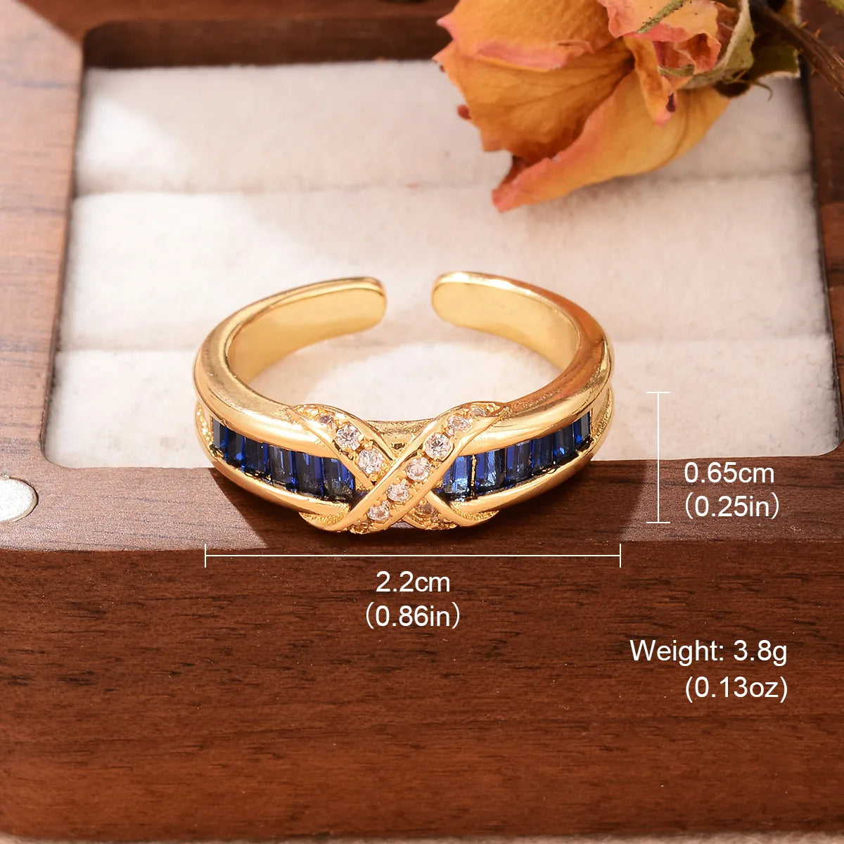 Wholesale Retro C Shape Square Oval Copper Shiny Metallic Round Gold Plated Glass Zircon Open Rings