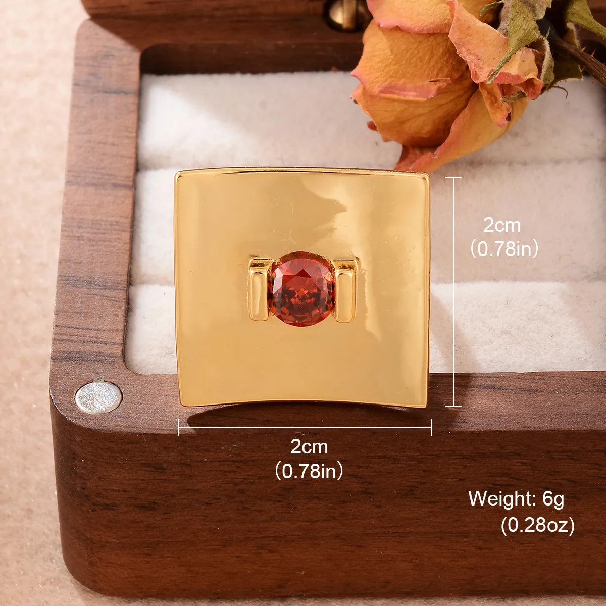 Wholesale Retro C Shape Square Oval Copper Shiny Metallic Round Gold Plated Glass Zircon Open Rings