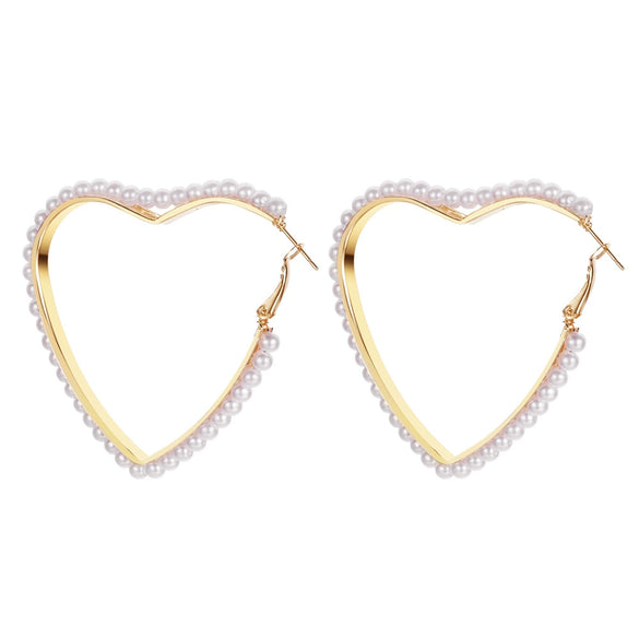 Wholesale Retro C Shaped Geometric Pearl And Alloy Earrings