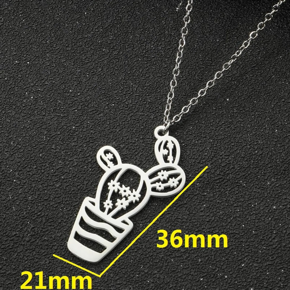 Wholesale Retro Cactus Stainless Steel Titanium Steel Gold Plated Pendant Necklace