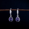 Wholesale Retro Claw Earrings With Purple Gem Copper Drop Shape Diamond Design Ladies Jewelry